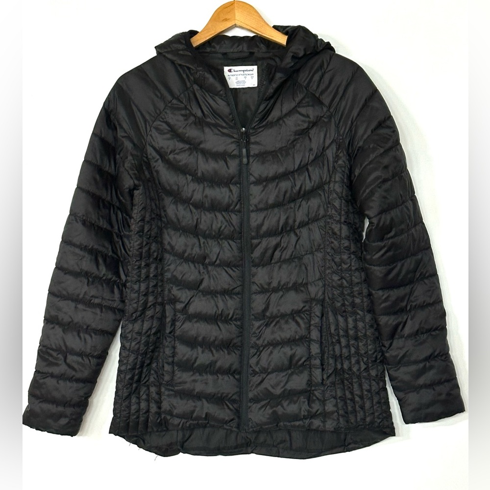 Champion Women's‎ Quilted Black Puffer Coat with hood lightweight Medium